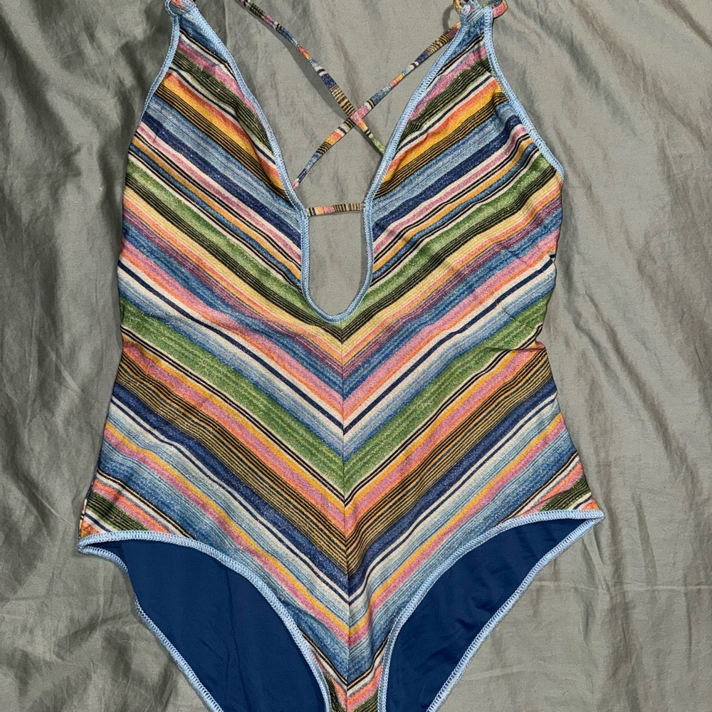 Becca East Village Printed Plunge One-Piece Swimsuit - Madison Southern Charm - Picture 3 of 11